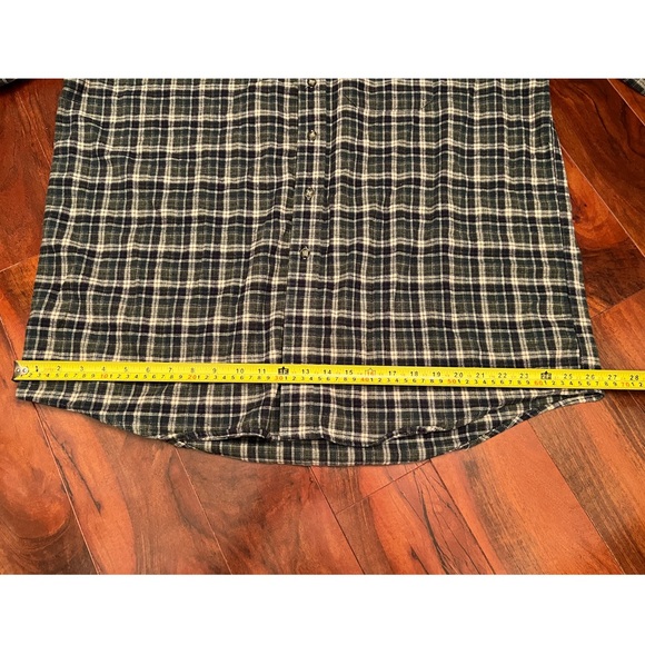 LL Bean Plaid Shirt Long Sleeve Green white mens button down flannel shirt top - Picture 8 of 12